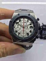 Swiss Audemars Piguet Pride of Mexico Replica Watch SS White Chronograph Black Leather